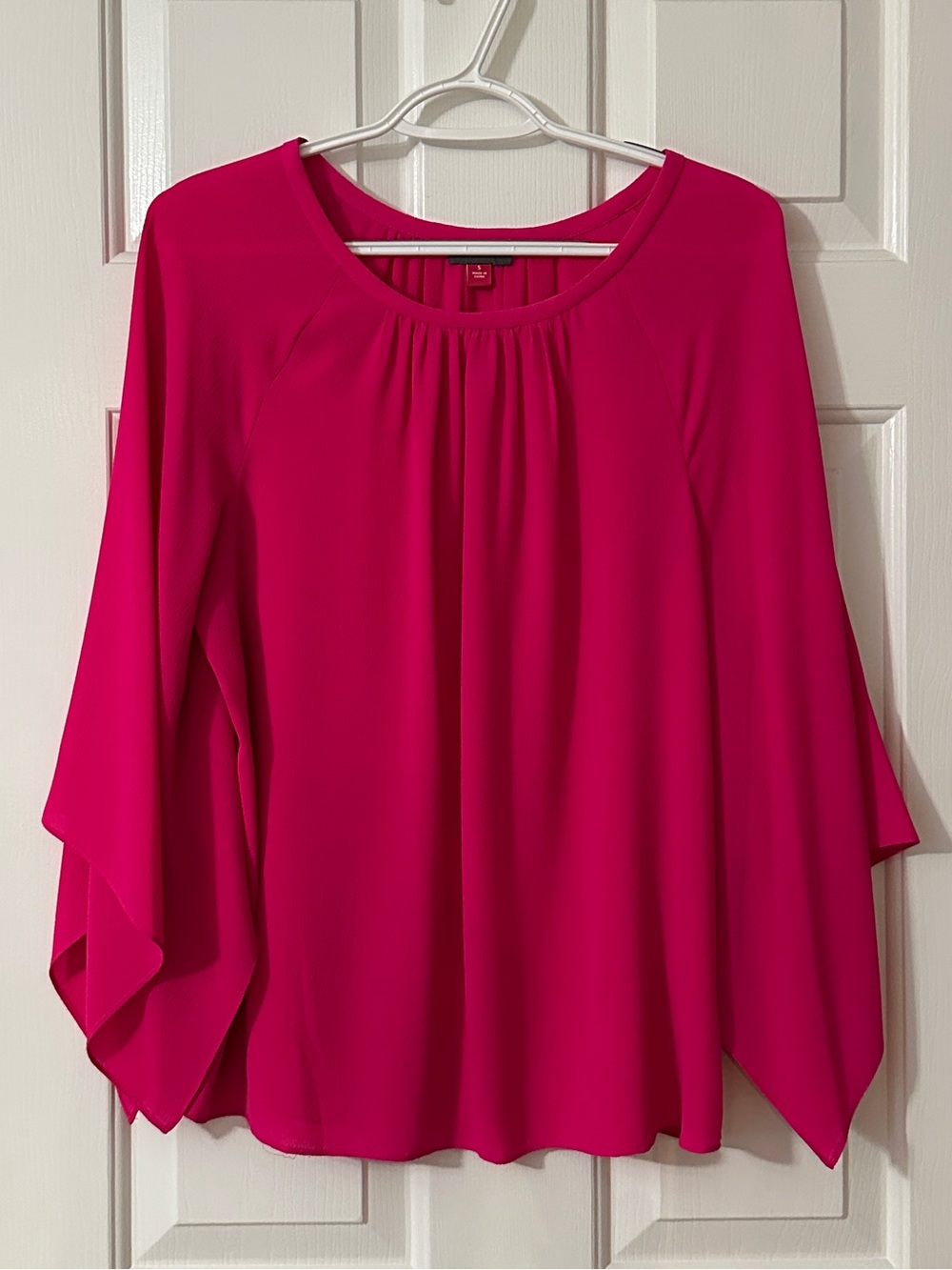 Vince Camuto Fuchsia Draped Bell-Sleeve Blouse